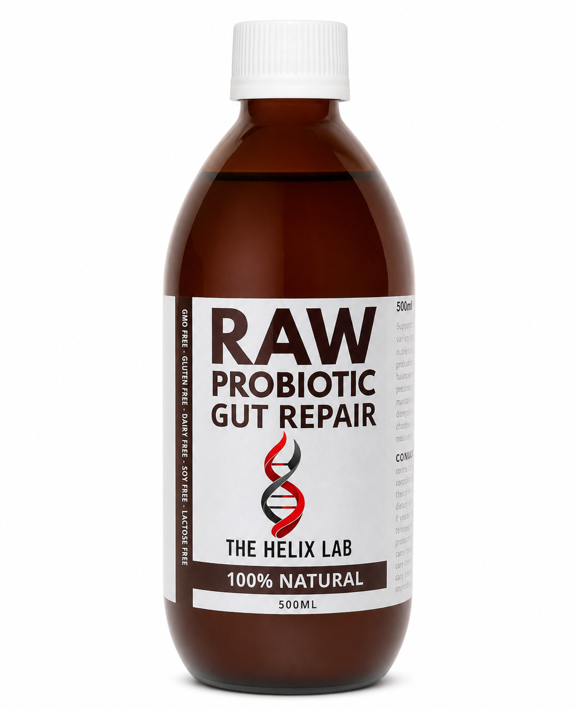 Raw Pro-Biotic Gut Repair in Helix Lab branded packaging