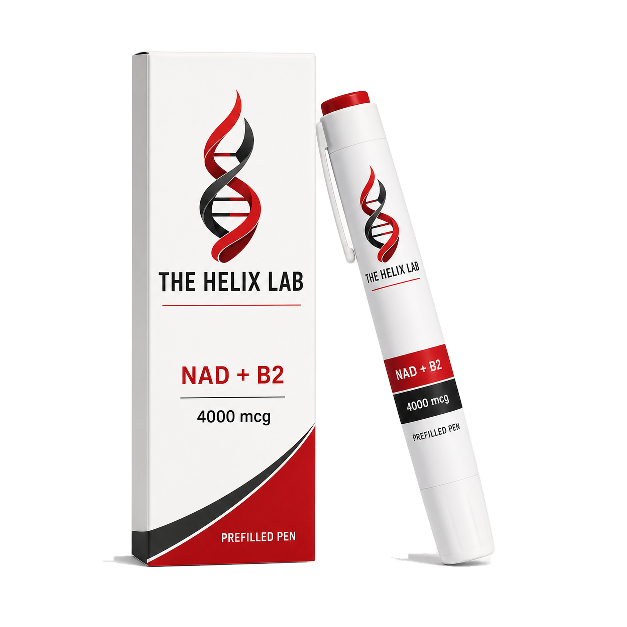 The Helix Lab NAD plus B2 4000 mcg prefilled pen and carton
