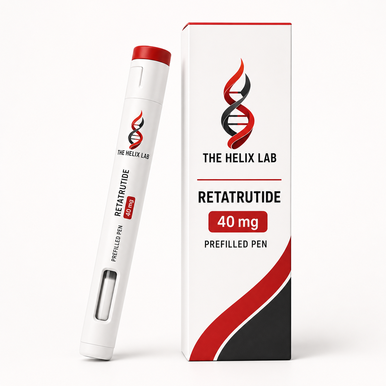 The Helix Lab Retatrutide 40 mg prefilled pen and carton